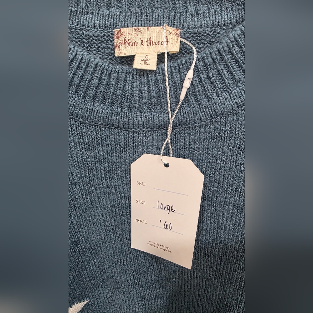 Blue Palm Tree Sweater - Picture 4 of 5